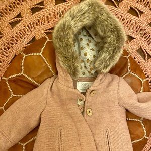 Zara Baby Girl Dusty Rose Pink Peacoat 6-9M